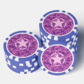 Roze sterdeco op digitale camo-stijl poker chips (Opstapeling)