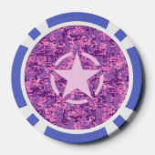 Roze sterdeco op digitale camo-stijl poker chips (Achterkant)