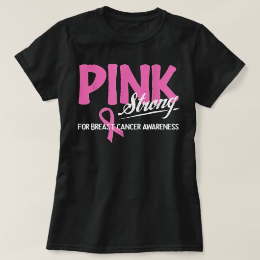 Roze sterk voor borstkanker Roze ribbo T-shirt (Design voorkant)