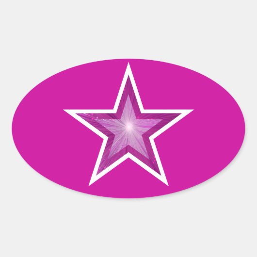 Roze sterovaal sticker roze (Voorkant)