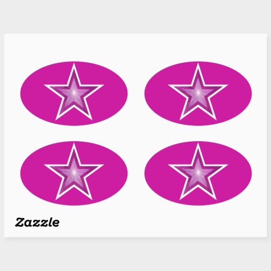 Roze sterovaal sticker roze (Vel)