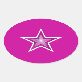 Roze sterovaal sticker roze