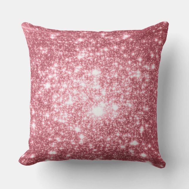Roze Sterren Astrale Glitter Kussen (Voorkant)
