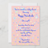 Roze sterren Baby shower Uitnodiging (Achterkant)