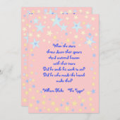 Roze sterren Baby shower Uitnodiging (Voorkant / Achterkant)