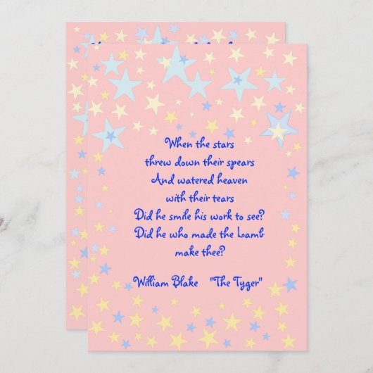 Roze sterren Baby shower Uitnodiging (Voorkant / Achterkant)