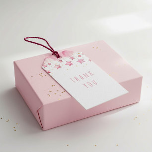 Roze sterren bedankt cadeaulabel