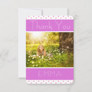 Roze Sterren Bedankt Verjaardags Fotokaart