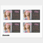 Roze sterren Birthday Bedankt voor foto Rechthoekige Sticker (Vel)