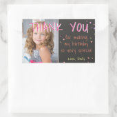 Roze sterren Birthday Bedankt voor foto Rechthoekige Sticker (Tas)