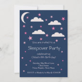 Roze sterren Clouds Blue Birthday Sleepover Party Kaart (Voorkant)