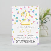 Roze sterren Confetti Toddler Kind Birthday Folie Uitnodiging (Staand Voorkant)