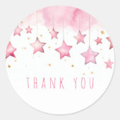 Roze sterren dank u sticker (Voorkant)