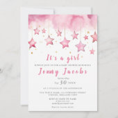 Roze sterren dromerige baby shower uitnodiging (Voorkant)