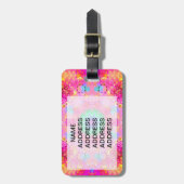 Roze sterren en bubelen Fractal Patroon Bagagelabel (Voorkant verticaal)
