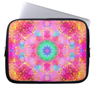 Roze sterren en bubelen Fractal Patroon Laptop Sleeve