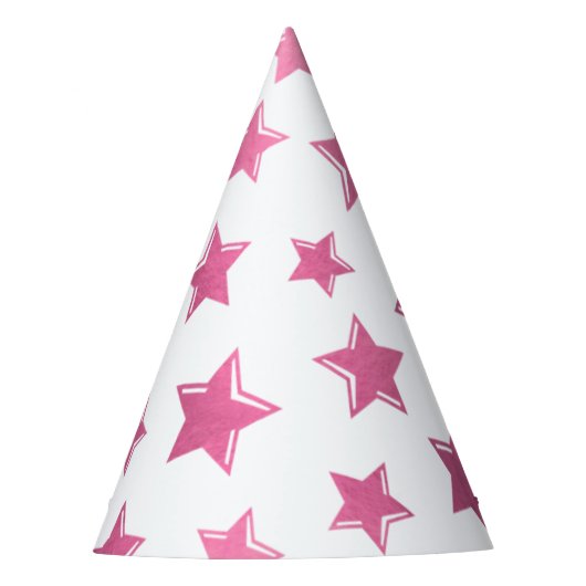 Roze Sterren Feesthoed Feesthoedjes (Voorkant)
