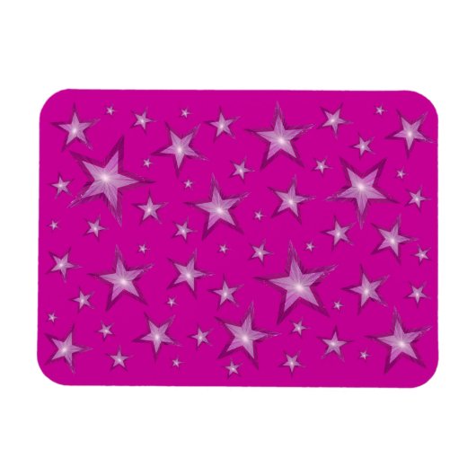 Roze sterren flexibele magneet roze (Horizontaal)