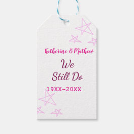 Roze sterren Gelofte vernieuwing verjaardag modern Cadeaulabel