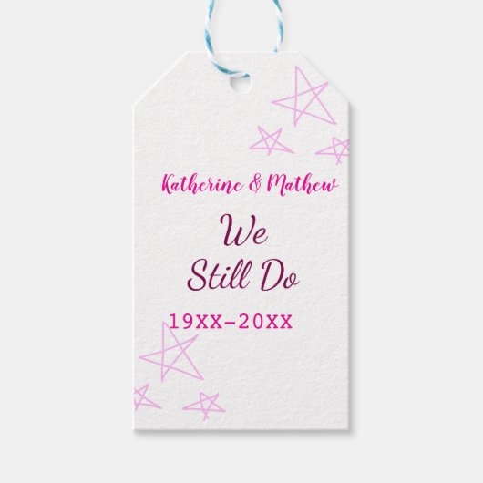 Roze sterren Gelofte vernieuwing verjaardag modern Cadeaulabel (Voorkant)