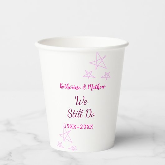Roze sterren Gelofte vernieuwing verjaardag modern Papieren Bekers (Voorkant)