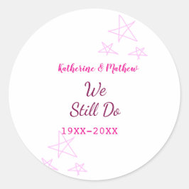 Roze sterren Gelofte vernieuwing verjaardag modern Ronde Sticker