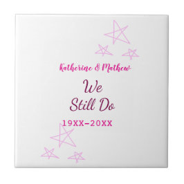 Roze sterren Gelofte vernieuwing verjaardag modern Tegeltje