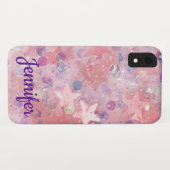 Roze sterren Glitter Girly pattered Custom Name Case-Mate iPhone Case (Achterkant (horizontaal))