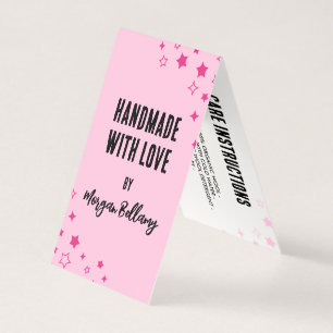 Roze Sterren Handgemaakt Met Liefde Hang Label Visitekaartje