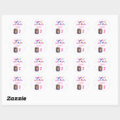 Roze Sterren Happy Birthday Party Meisje Foto Ronde Sticker (Vel)