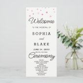 Roze sterren Himmels Off White Huwelijksprogramma (Staand voorkant)