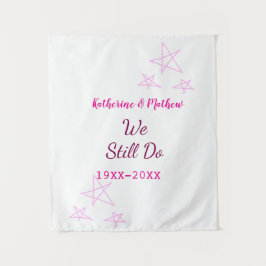 Roze sterren Huwelijksbelofte vernieuwingsjubileum Wandkleed