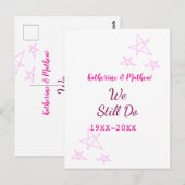 Roze sterren Huwelijksverjaardag vernieuwen modern Briefkaart (Voorkant / Achterkant)