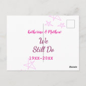 Roze sterren Huwelijksverjaardag vernieuwen modern Briefkaart (Achterkant)