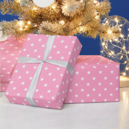 Roze sterren inpakpapier