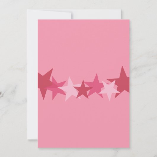 Roze sterren Kinder Foto Birthday Party Invitation Kaart (Achterkant)