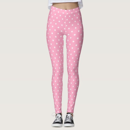 Roze sterren Leggings (Voorkant)