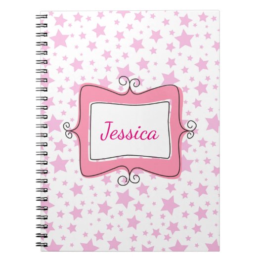 Roze sterren Lijst Notitieboek (Voorkant)