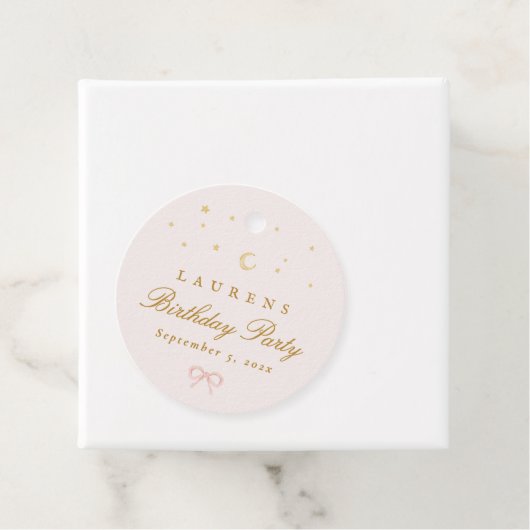 Roze Sterren Maan Prinses Sprookje Verjaardagsfees Bedankjes Labels (In situ)