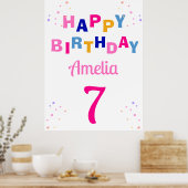 Roze Sterren Meisje Gelukkige Verjaardag Poster (Keuken)