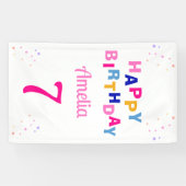 Roze Sterren Meisje Gelukkige Verjaardag Spandoek (Horizontaal)