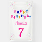 Roze Sterren Meisje Gelukkige Verjaardag Spandoek (Verticaal)