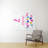 Roze Sterren Meisje Gelukkige Verjaardag Wandkleed (In Situ (horizontaal))