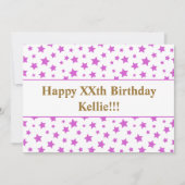 Roze sterren met bericht 'Birthday' Kaart (Voorkant)