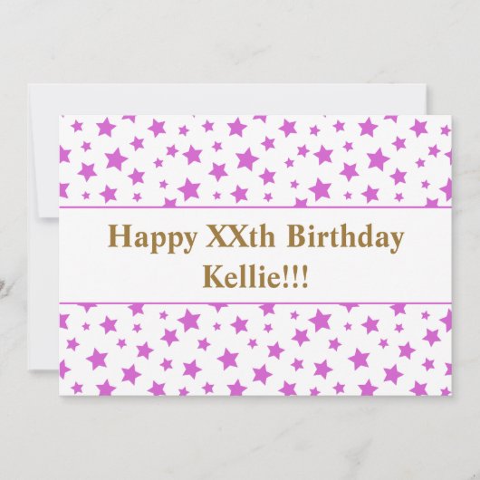 Roze sterren met bericht 'Birthday' Kaart (Voorkant)