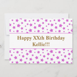 Roze sterren met bericht 'Birthday' Kaart
