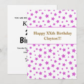 Roze sterren met bericht 'Birthday' Kaart (Voorkant / Achterkant)