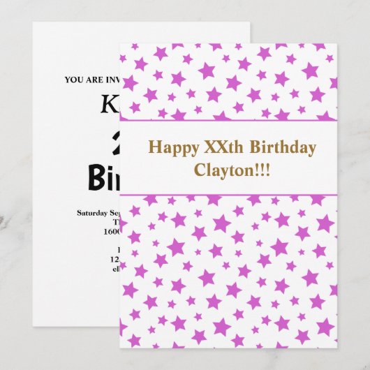 Roze sterren met bericht 'Birthday' Kaart (Voorkant / Achterkant)