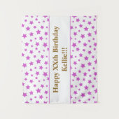 Roze sterren met bericht 'Birthday' Wandkleed (Voorkant)