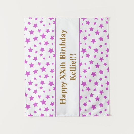 Roze sterren met bericht 'Birthday' Wandkleed (Voorkant)